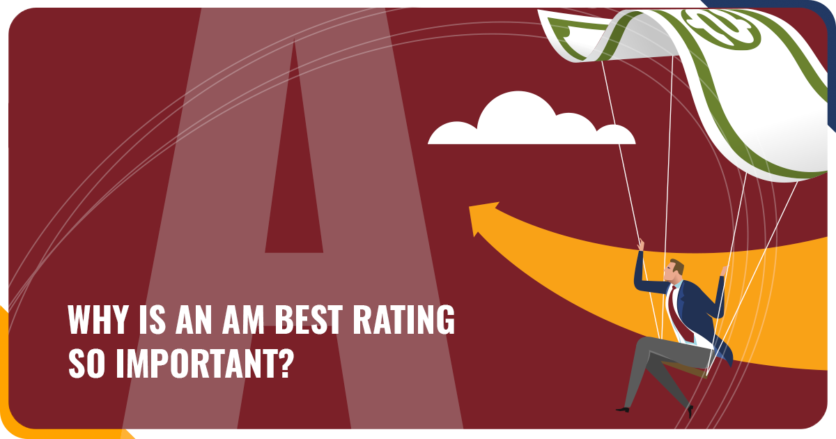 Illustration of a business man paragliding toward a large A Rating