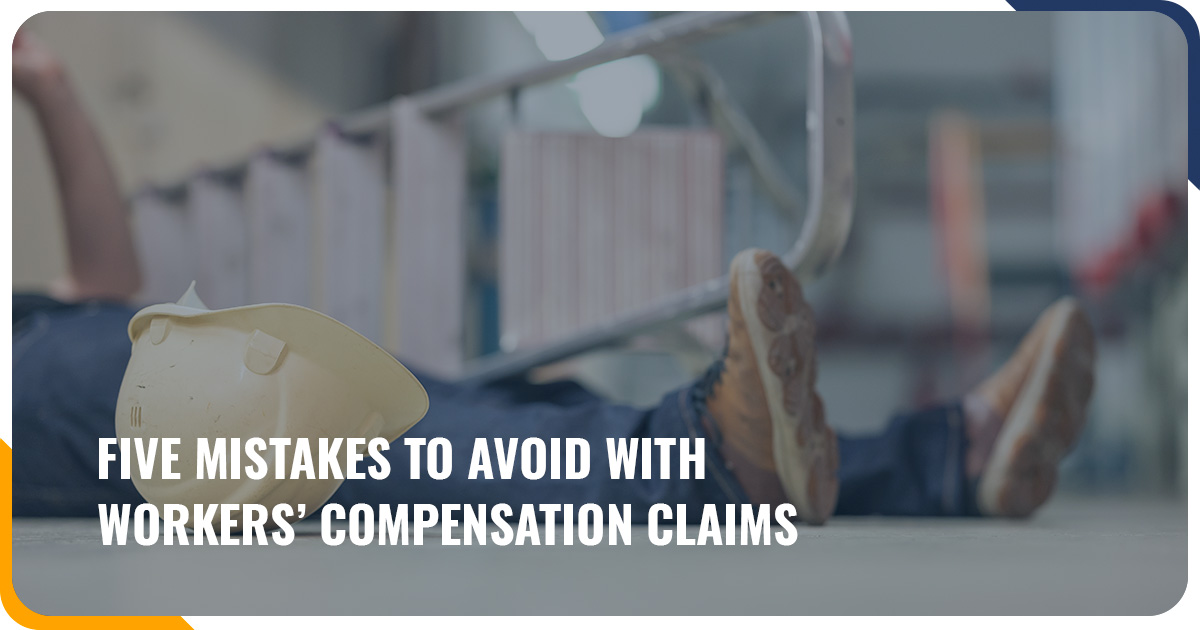 Injured construction worker on the ground next to a ladder who will need to file a workers' compensation claim. 